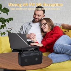 Portable AM FM Shortwave Radio with Bluetooth Speaker Plug in Wall, 3X D Cell Ba