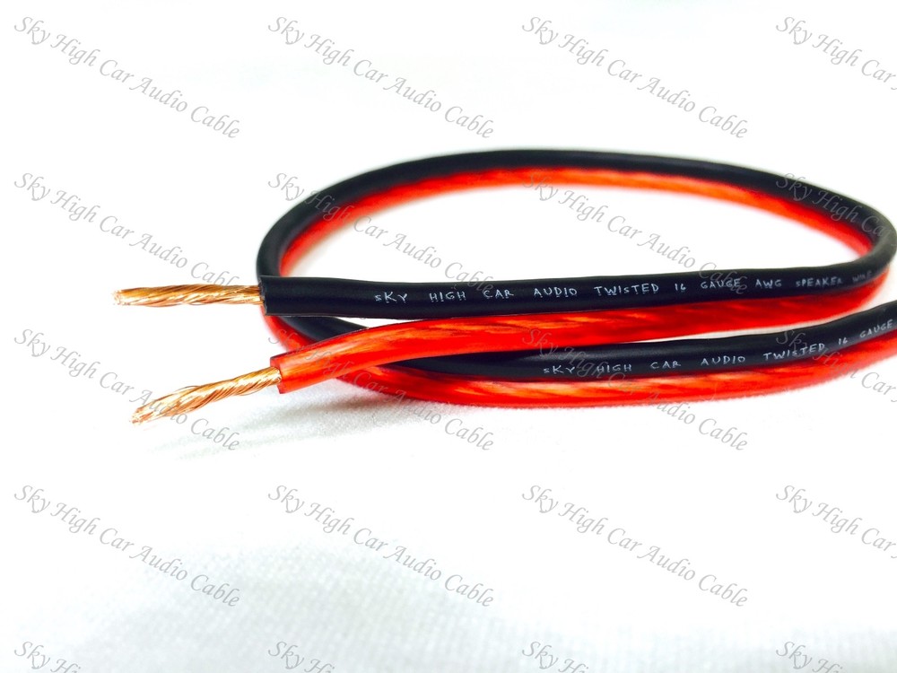 25 ‘ feet TRUE 16 Gauge AWG RED/BK Speaker Wire Car Home Sky High ft