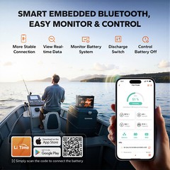 LiTime 16V 70Ah/100Ah Bluetooth LowTemp Fish Finder Lithium Battery LiFePO4 IP65