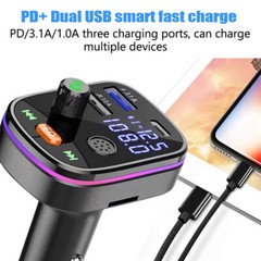 In Car Wireless Bluetooth 5.0 FM Transmitter AUX Receiver Adapter 2 USB Charger