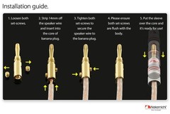 Excel Series 24k Gold Plated Banana Plugs – 4 Pieces, 12-18 AWG for Hi-Fi Audio