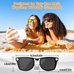 HIBLOKS Non-Polarized Clip On Sunglasses for Ray-Ban Meta Wayfarer RW4006 (Si…