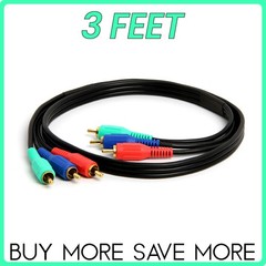 3-RCA Component Cable Three RCA Video Cord HDTV Projector DVD VCR RGB YPbPr