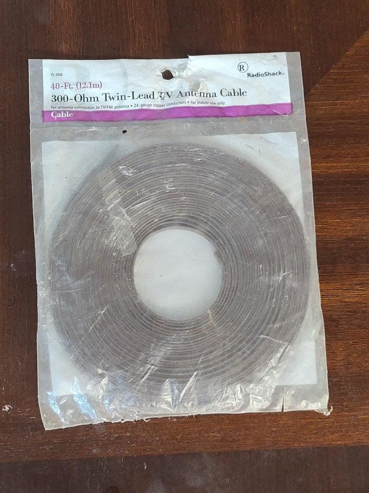 40ft. 300-Ohm Twin-Lead TV Antenna Cable 24AWG Copper
