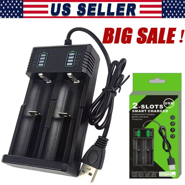 USB Smart Battery Charger For18550 14500 16340 Rechargeable Li-Ion Batteries Lot