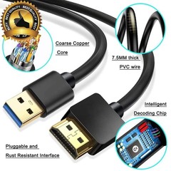 USB to HDMI Adapter Cable, USB 3.0 to HDMI Cable Male HD 1080P Monitor Display A