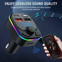 Bluetooth 5.0 Car Wireless FM Transmitter Adapter USB PD Charger AUX Hands Free