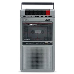 Silver QFX RETRO-40 Shoebox Cassette Tape Recorder +AUX/USB +Built-In Mic