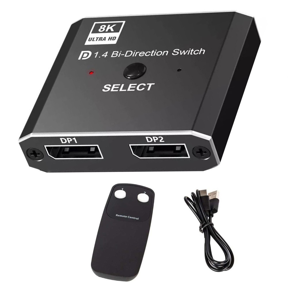 2 Port 8K DisplayPort Switch Splitter 1×2 2X1 Bi-Direction DP Switcher Converter