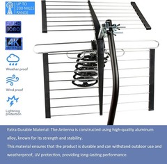 Five Star Outdoor TV Antenna 200 Miles Long Range, 4K 1080P VHF UHF HDTV Antenna