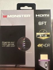 2x Monster MHV1-1026-PUR 6 Feet 4K HDR 21 Gbps 2 Purple LED Light HDMI Cable