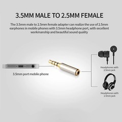 2.5mm 3.5mm Audio Jack Adapter Converter Gold Plated Headphone Mic Stereo Plug