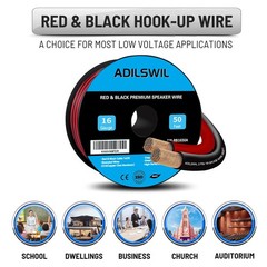 ADILSWIL 16AWG 50FT Speaker Wire, 2 Conductors 50FT, CCA