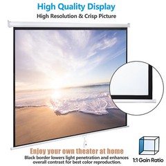 120” Projector Screen Projection Screen Manual Pull Down HD Screen 1:1 Format