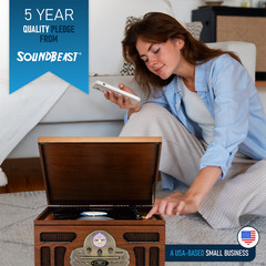 SoundBeast All-in-One Turntable – Record Player Bluetooth CD Cassette Tape FM