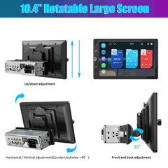 10.4″ Single Din Touch Screen Stereo Bluetooth Radio Apple/Android Carplay+CAM