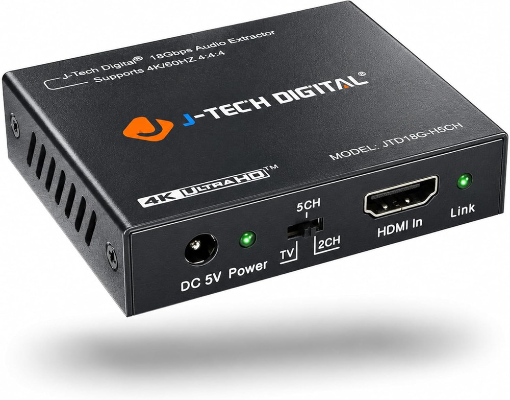 4K 60Hz HDMI Audio Extractor Converter SPDIF + 3.5MM Output Supports HDMI 2.0