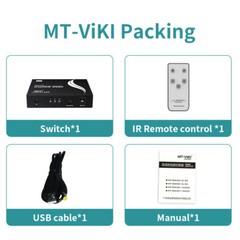MT-VIKI 3×1 HDMI Switch 4K 30HZ 3 Port Switcher with Wireless IR Remote for 3D