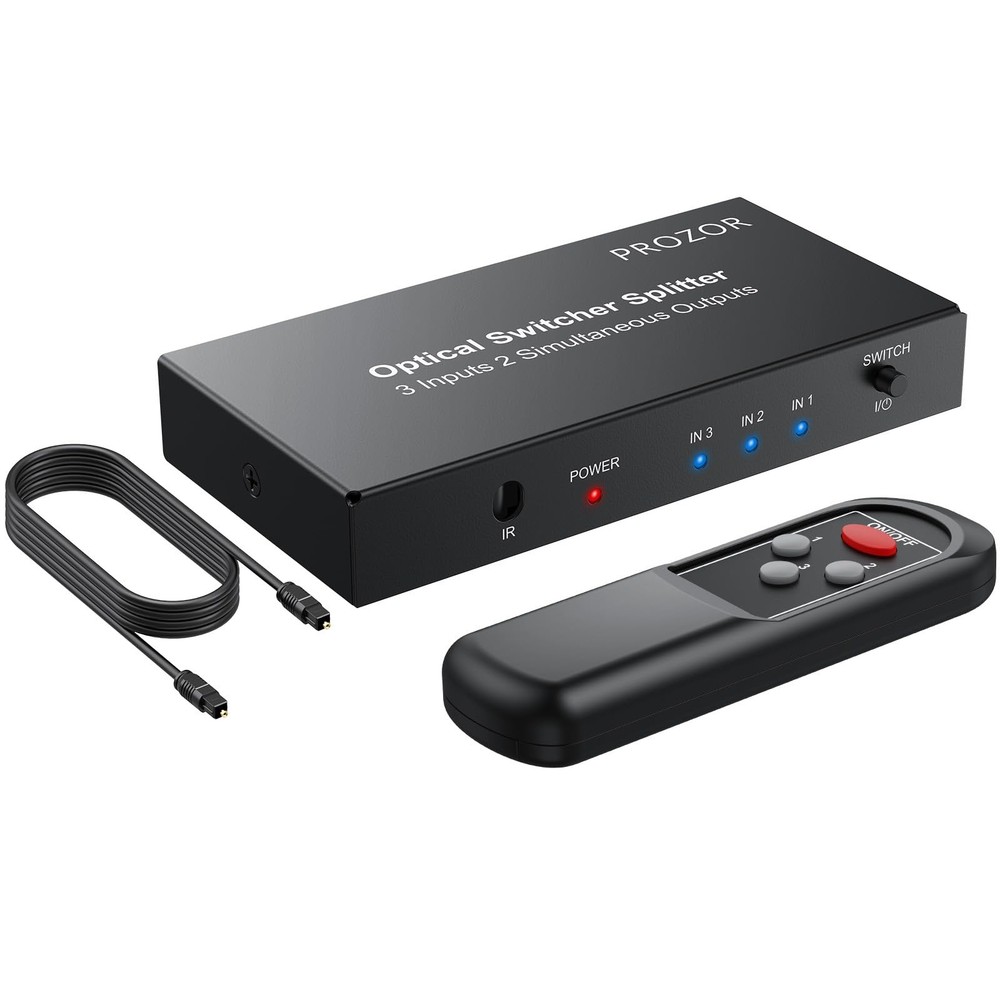 Digital Audio Switcher Splitter – 3 in 2 Out 3 Port Spdif Toslink Optical Swi…