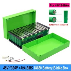 DIY 48V 13S6P 18650 Battery Pack Box with 13S 30A BMS + Holder & Nickel Assembly