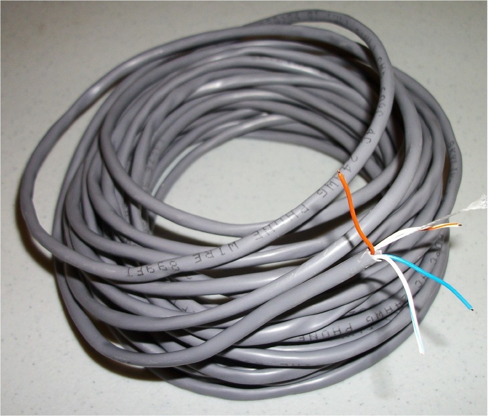 25′ 4 CONDUCTOR 24 GUAGE TELEPHONE PHONE ALARM WIRE 25 FEET BULK NEW