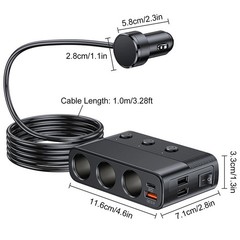 7in1 Cigarette Lighter Splitter,12V/24V Car Charger Adapter Independent Switches