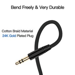 Blue 10ft Long AUX Cable Jack Gold-Plated Plug Audio Wire Cord for iPod Phone