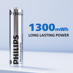 Philips 1300mWh AAA 1.5V Rechargeable Lithium Battery / Charging Storage Box Lot