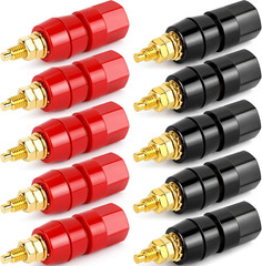10Pcs M5 X 50Mm Speaker Binding Post, Pure Copper Screw Rod 4Mm Banana Socket Co