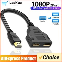 HDMI Splitter 1 In 2 Out Cable 1080P Male to Female Dual Port Adapter For TV PC