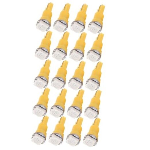 20 Pack T5 58 70 73 74 Dashboard Gauge 1-SMD 5050 LED Wedge Lamp Bulbs yellow