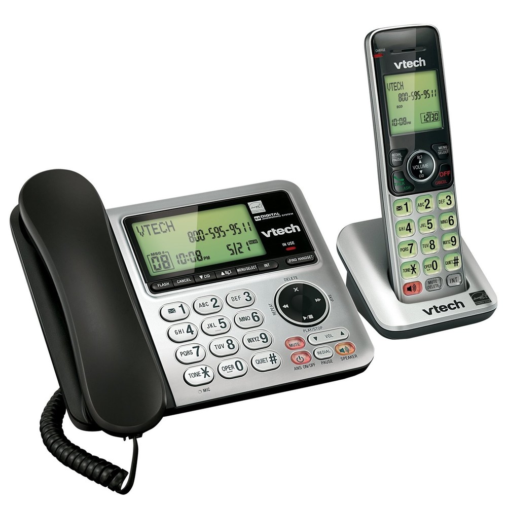 VTech CS6649 DECT 6.0 Expandable Corded Cordless Phone with Answering System
