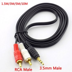3.5mm Jack Male to 2 RCA Male AV Cord AUX Audio Cable 1.5/5/10M For Mp3 Phone