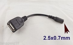 USB 2.0 A Female To 2.5×0.7mm Female DC Tip Power Adapter Converter Cord Cable