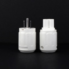 Pair Gold/Rhodium Plated US AC Audio Mains Plug IEC C15 HiFi Power Wire Connetor