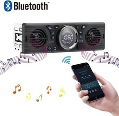 Single 1 Din Car Stereo FM Built-in Speakers In-Dash Bluetooth Radio Head Unit