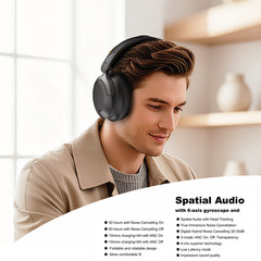 TRON Hybrid Noise Cancelling Headphones, OverEar Wireless Bluetooth Transparency