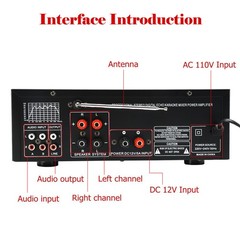 2000W Power Amplifier Bluetooth 5.0 USB FM Karaoke Home Car Stereo with Remote