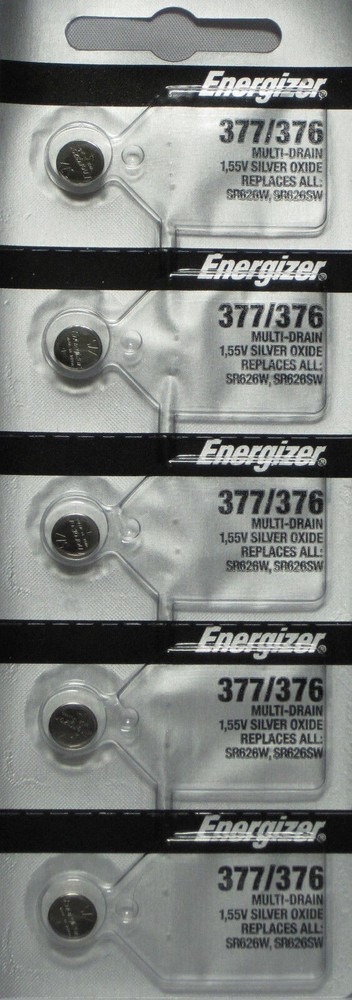 5 x FRESH Energizer 377 376 WATCH BATTERY SR626SW SR626W Silver Oxide Battery
