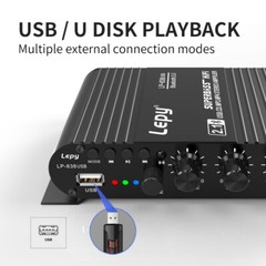 Desktop HIFI Amplifier: 2.1 Ch Bluetooth 5.0, USB/RCA & 4-8Ω Impedance
