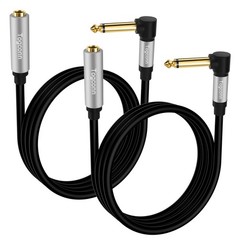 Togconn 0.6 Feet Right Angle 1/4 inch TS Extension Cable 2-Pack, 6.35mm 1/4″ …