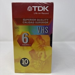 TDK VHS Tapes Superior Quality T-120 6 Hours 10 Pack NEW Videotape VCR Sealed