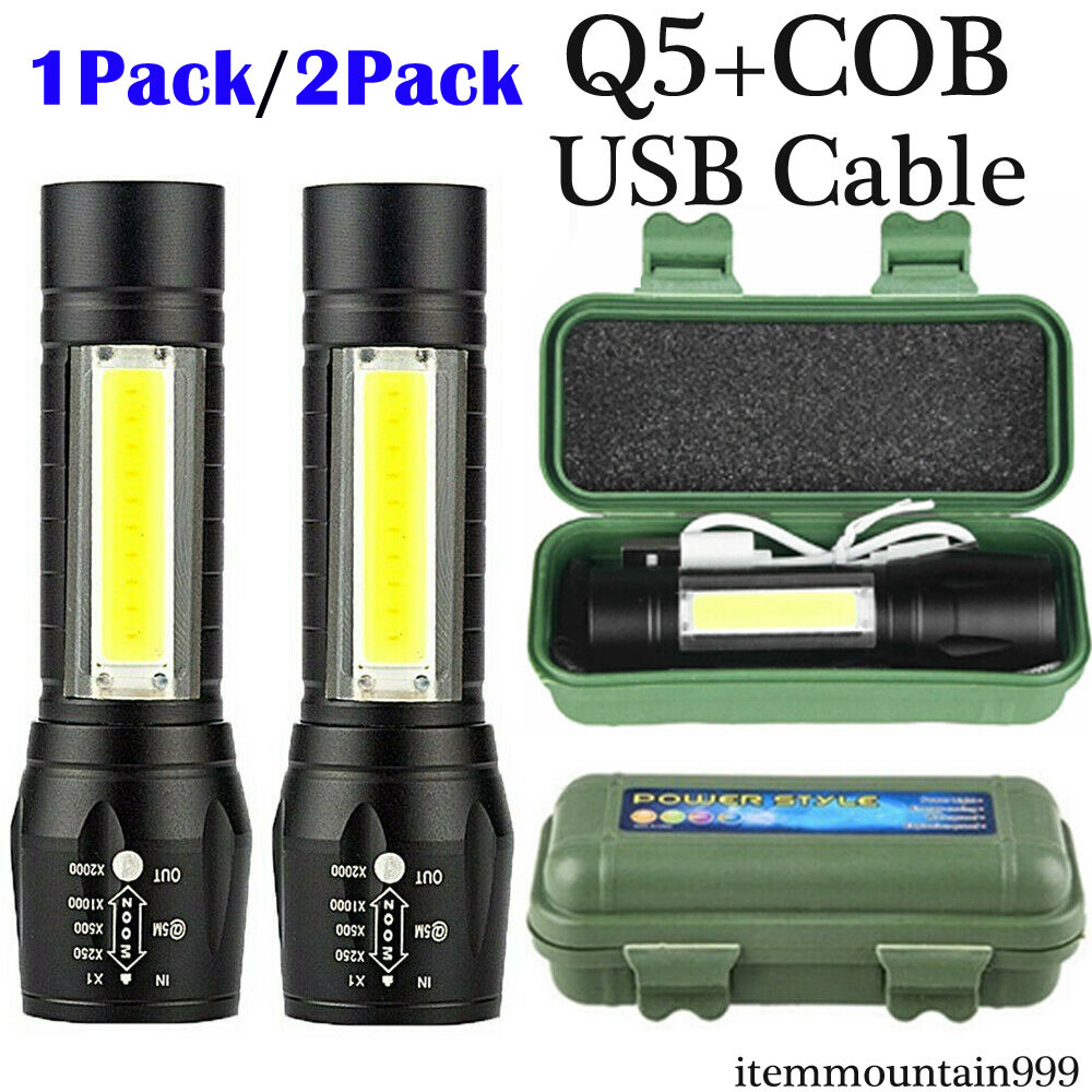 USB Rechargeable 99000000LM LED Flashlight Super Bright COB Torch Tactical Light