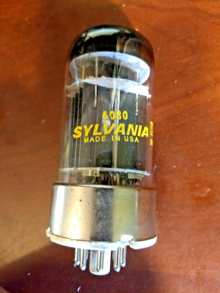 Sylvania 6080 Vacuum Tube, Triple Mica, Ceramic Base code DA EBC Tests GOOD USA