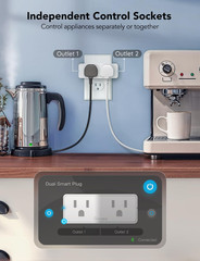 Dual Smart Plug 4 Pack, 15A Wifi Bluetooth Outlet, Work with Alexa and Google As