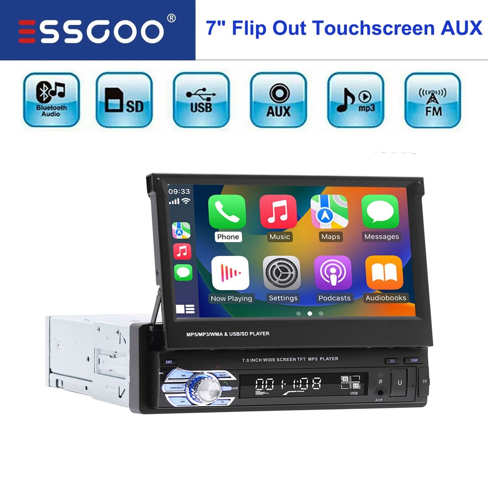 Single DIN 7″ Car Stereo Radio Flip Out HD Screen BT Head Unit MP5 Player FM SWC