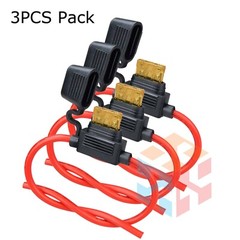 3 Pack 14 Gauge Mini ATC 7.5A Fuse Holder In Line AWG Wire Copper 12 Volt Blade