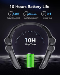 Neckband Bluetooth Speaker, Wireless Wearable Speaker w/lightest 78g Weight, Hig