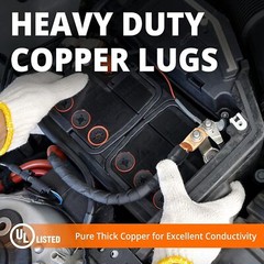 Copper Battery Cable Ends Wire Lugs Assortment Kit AWG 2 4 6 8 10 Gauge 150pcs