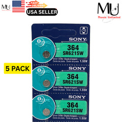 5X Sony SR621SW 364 AG1 SILVER OXIDE Coin WATCH BATTERY 1.55V EXP 2030